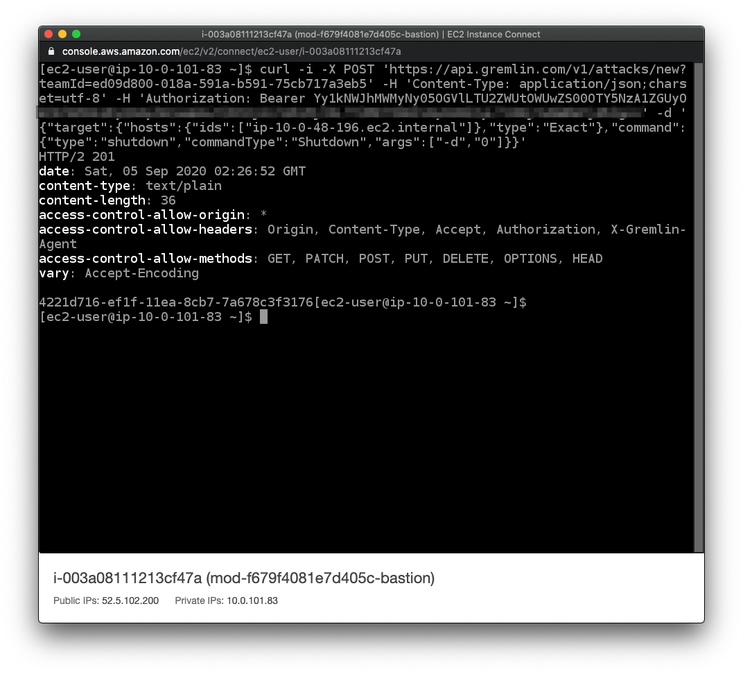 AWS EC2 Console - Run Attack 